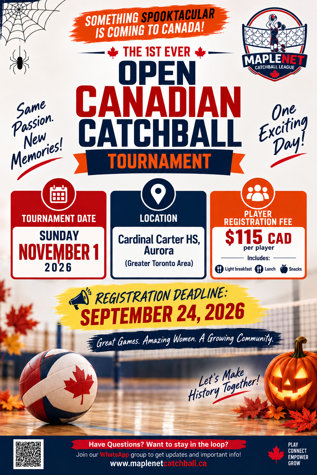 Save the Date — 1st Ever Open Canadian Catchball Tournament, November 1, 2026
