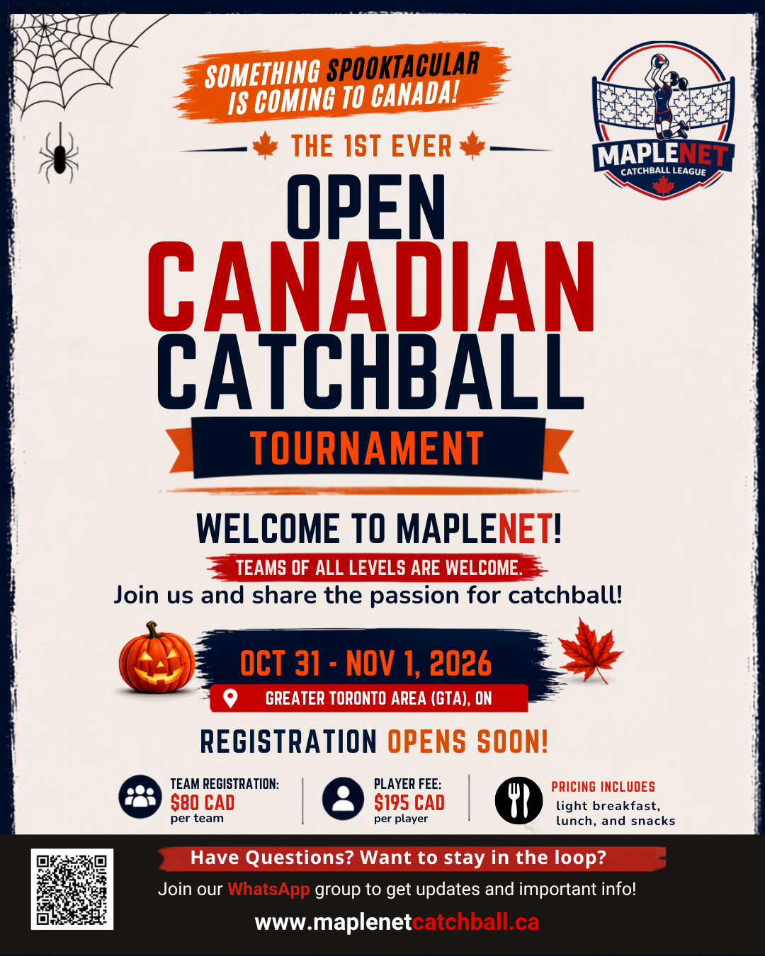 Save the Date — 1st Ever Open Canadian Catchball Tournament, Oct 31–Nov 1, 2026